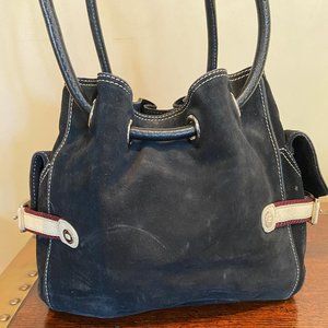 COLE HAAN Kelsey Suede Leather Black Shoulder Bag